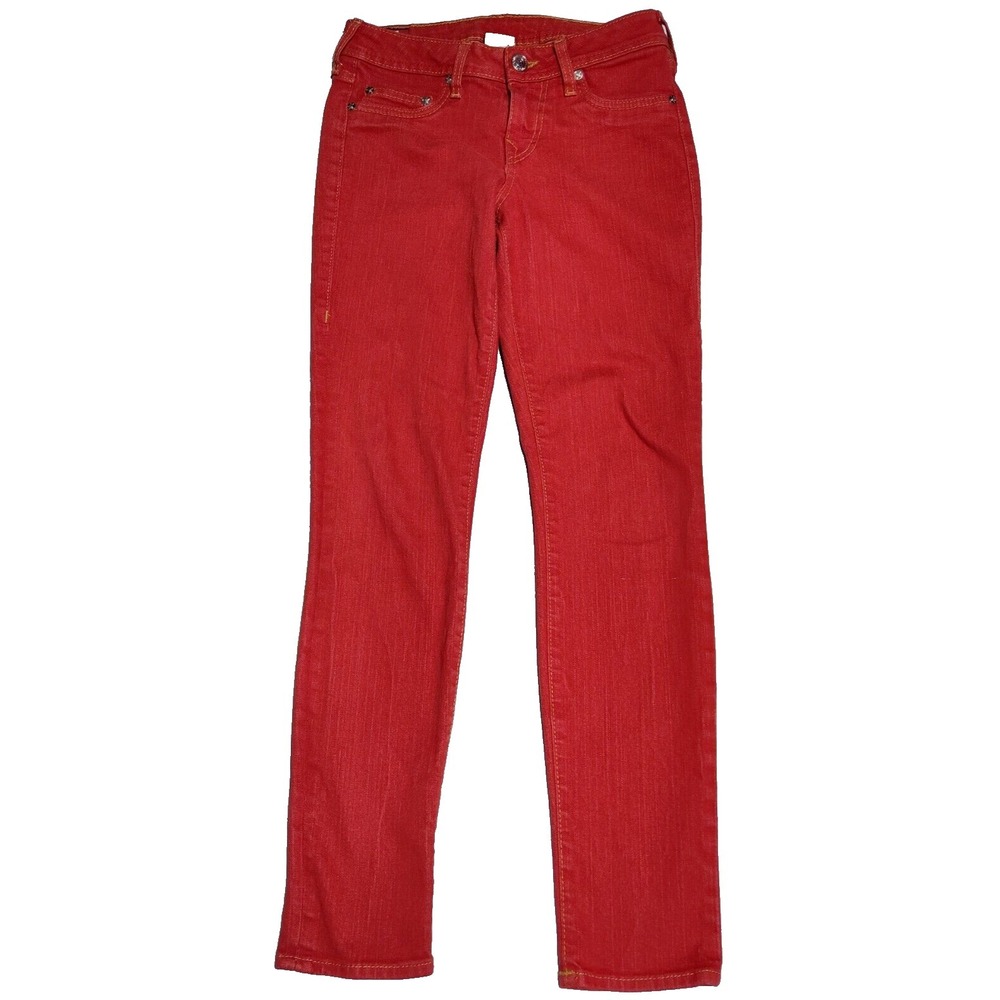 TRUE RELIGION HALLE PHANTOM SKINNY Women‎ 27 Tomato Pockets Jeans Made In USA